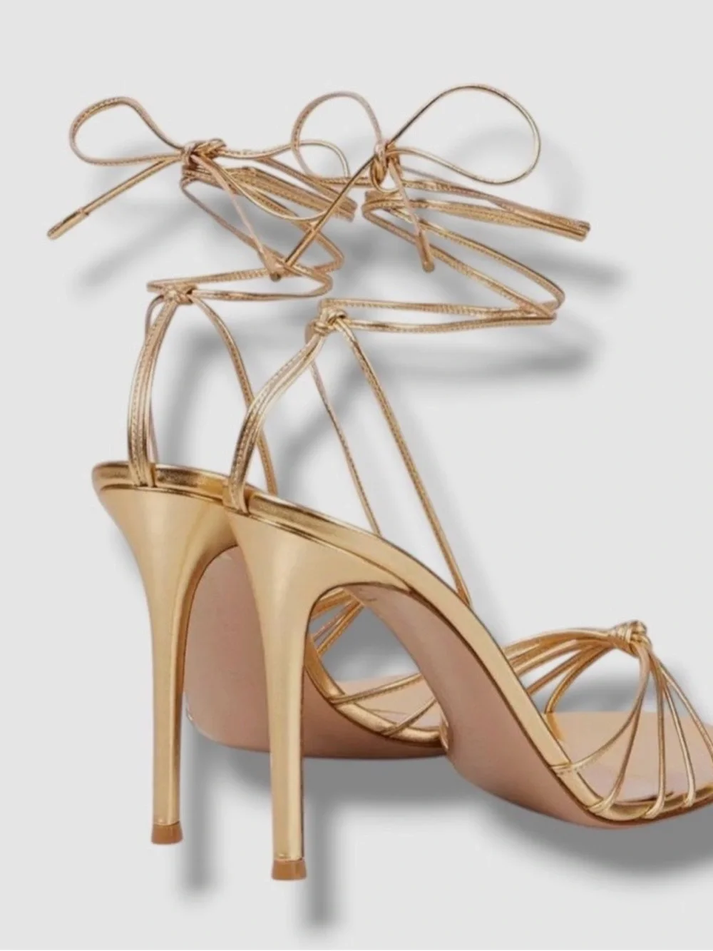 Gianvito Rossi Metallic Gold Lace-Up Stiletto Sandals